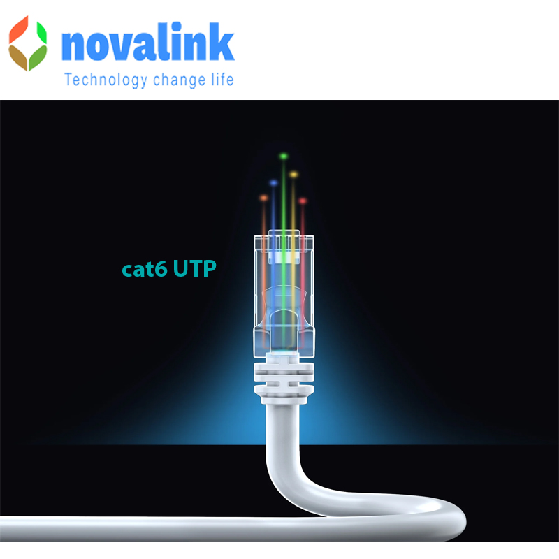 Dây cáp mạng cat6 novalink dài 5m màu trắng  mã NV-25005A tốc độ 1Gb băng thông 550mhz chính hãng